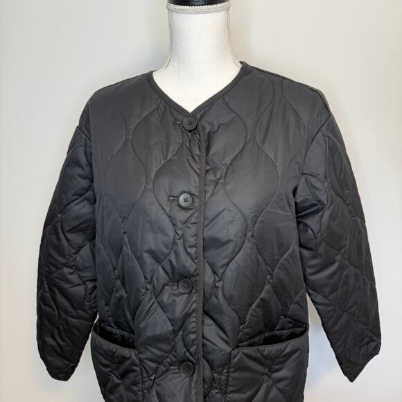 Everlane The ReNew Quilted Mid-Length Liner Jacket In Black Size Small New - Picture 4 of 15